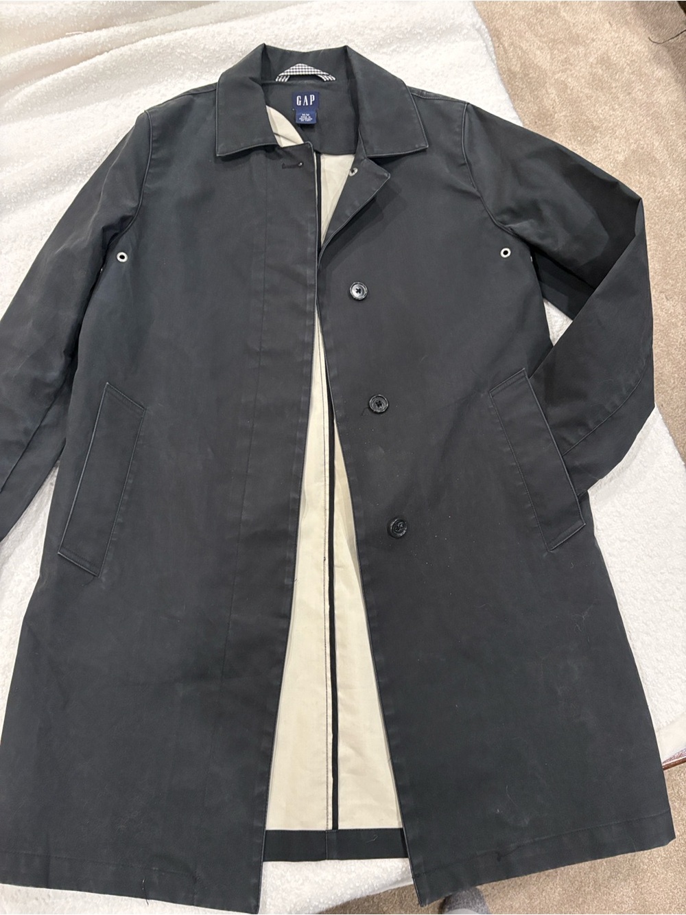 GAP Black Trench Coat Size Medium